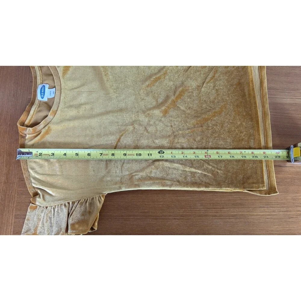 Old Navy Girl's Velvet Ruffled Short Sleeve Yellow Top Size L (10-12)